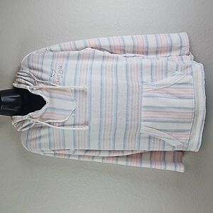 Surf Style | Women's Terry Stripes Raw Edges Gulf Shores Alabama Hoodie Sz L